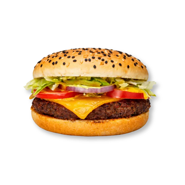 Classic Robust: 4.5-inch soft bun, cheese slice, iceberg, tomatoes, onions, mustard sauce, orange sauce