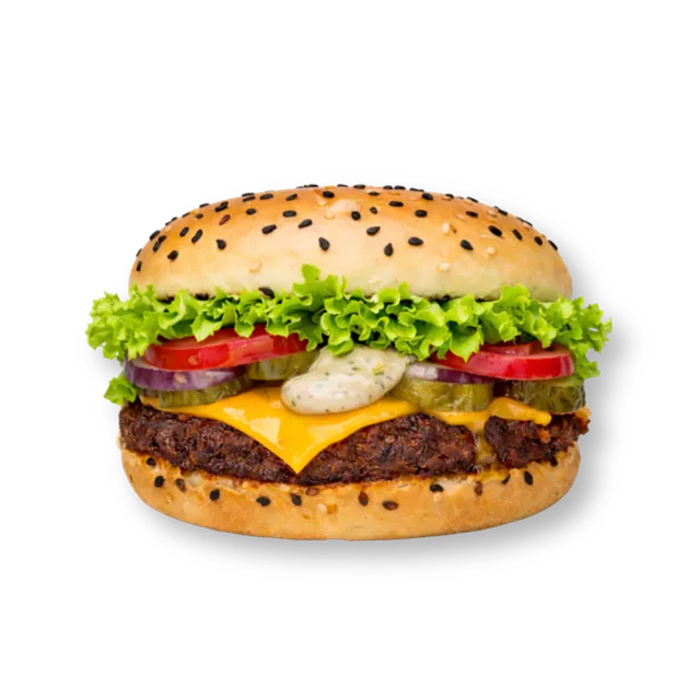 Rustic Luscious: 4.5-inch soft bun, cheese slice, lettuce, pickled cucumbers, onions, tomatoes, honey mustard, white sauce, orange sauce
