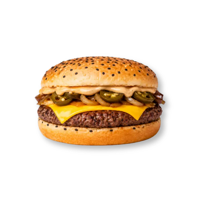 Super Austin smash burger with jalapeños